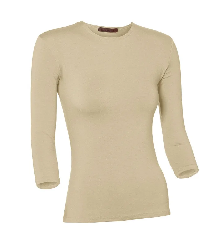 lingerie with lace details on the legsPB&J Ladies Lycra 3/4 Sleeve Shell - Beige