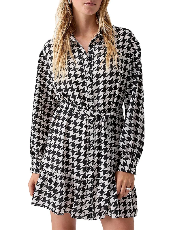 Sack dresses for womenWomens Houndstooth Mini Shirtdress