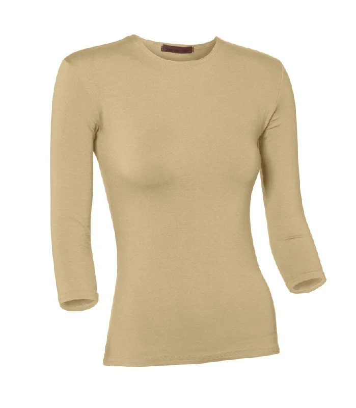 plus size lingerie with mesh insertsPB&J Ladies Lycra 3/4 Sleeve Shell - Camel