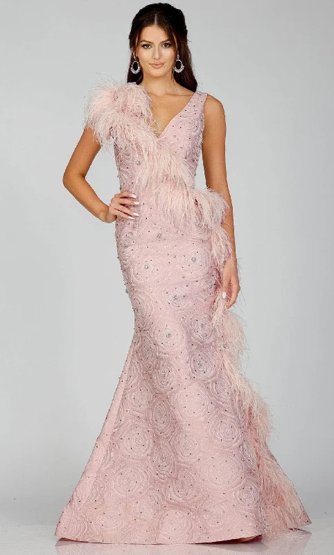 Synthetic dresses for budget-friendly optionsTerani Couture 231E0314 - Feather Mermaid Evening Gown