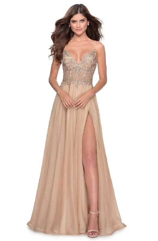 Festival dresses for music and arts eventsLa Femme - 28543 Embellished V-neck Junior Prom Dress