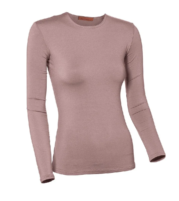 full-coverage bra lingerie optionsPB&J Ladies Modal Long Sleeve Shell - Mauve