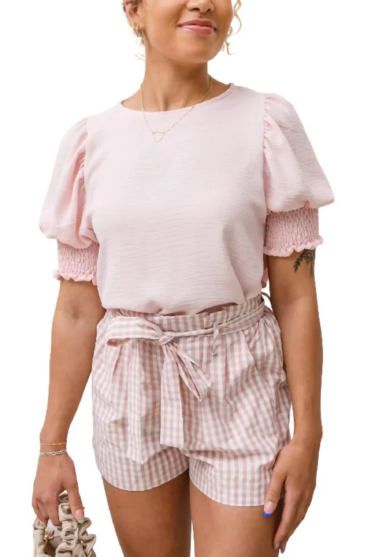 Skater women's skirtsPrim & Pretty Gingham Tie Shorts In Pink