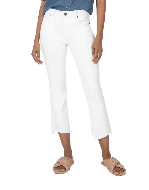 Jeans with button-fly closure for a classic styleKelsey High Rise Ankle Flare Jeans In Optic White