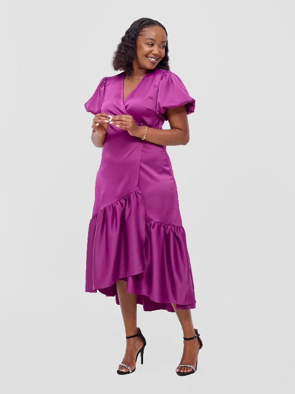 Bell sleeve dresses for womenVivo Merika Midi Wrap Dress - Light Plum