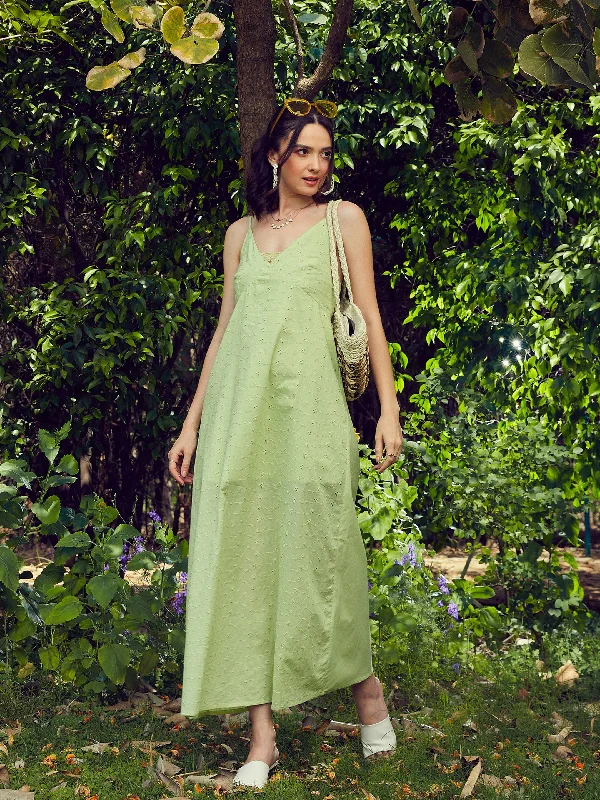 Smock dresses for womenWomen Lime Green Schiffli Strappy Maxi Dress