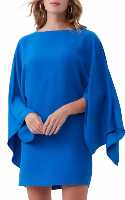 Statement dresses for making a fashion statementCape Sleeve Mini Dress In Royal Blue