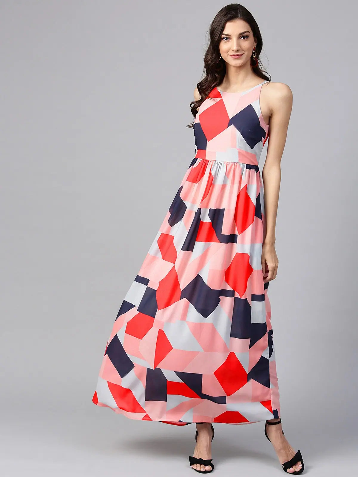 Spring dresses for blossoming stylesPeach Pattern Clash Maxi Dress