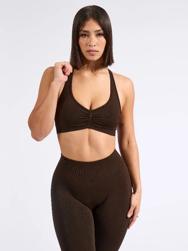 lingerie inspired by lingerie trendsHalter Seamless Sports Bra - Cold Brew