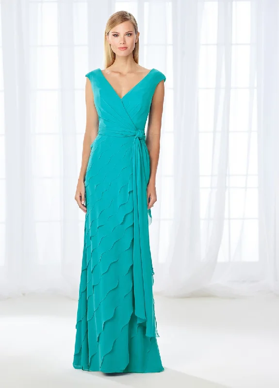 Festival dresses for music and arts eventsCameron Blake - Cap Sleeve Asymmetrical Scallop Evening Gown 118668