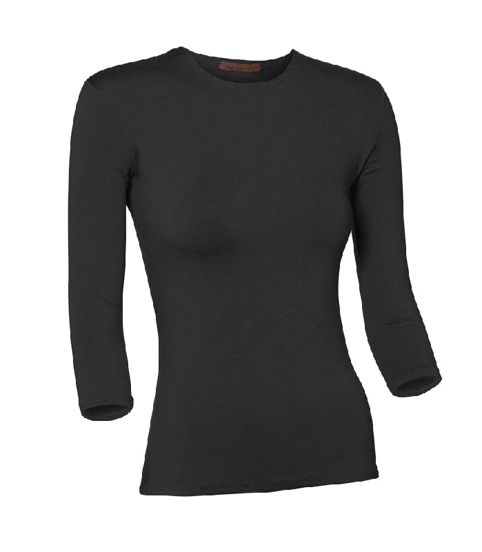 lingerie inspired by lingerie trendsPB&J Ladies Modal 3/4 Sleeve Shell - Charcoal