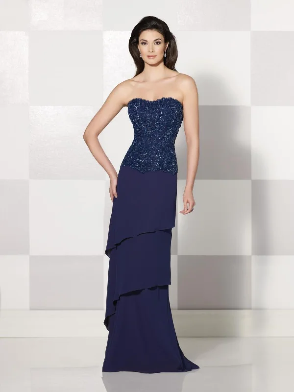 High-neck dresses for womenCameron Blake by Mon Cheri - Long Beaded Tiered Dress In Navy 214693