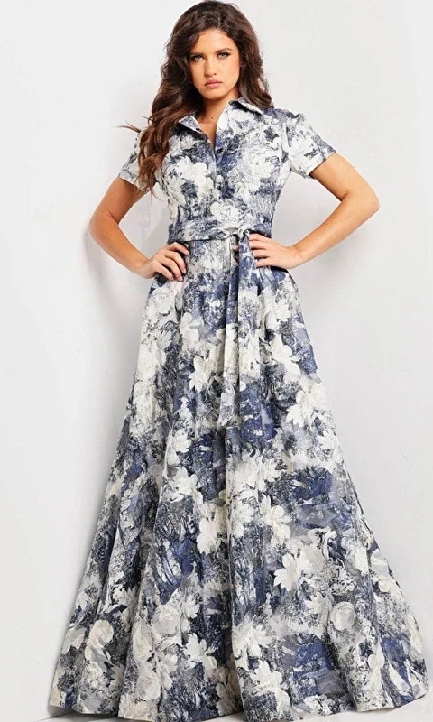 Shift dresses for womenJovani 25664 - Short Sleeve Printed A-line Prom Dress