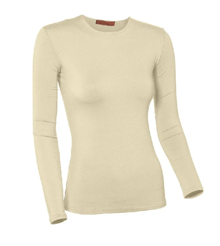 lingerie with mesh insertsPB&J Ladies Modal Long Sleeve Shell - Cream