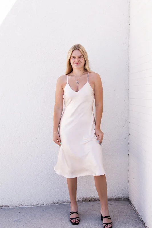 Bridesmaid dresses for womenAndri Satin Midi Slip Dress | Pearl