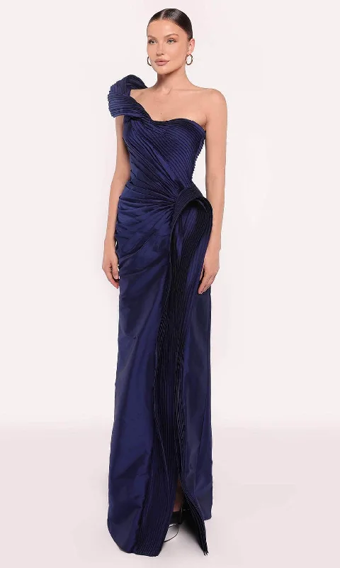 Denim dresses for womenTarik Ediz 98723 - Structured One Shoulder Gown