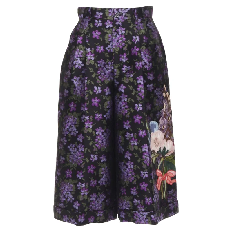 Breathable women's skirtsGucci floral jacquard embroidery patch culotte shorts