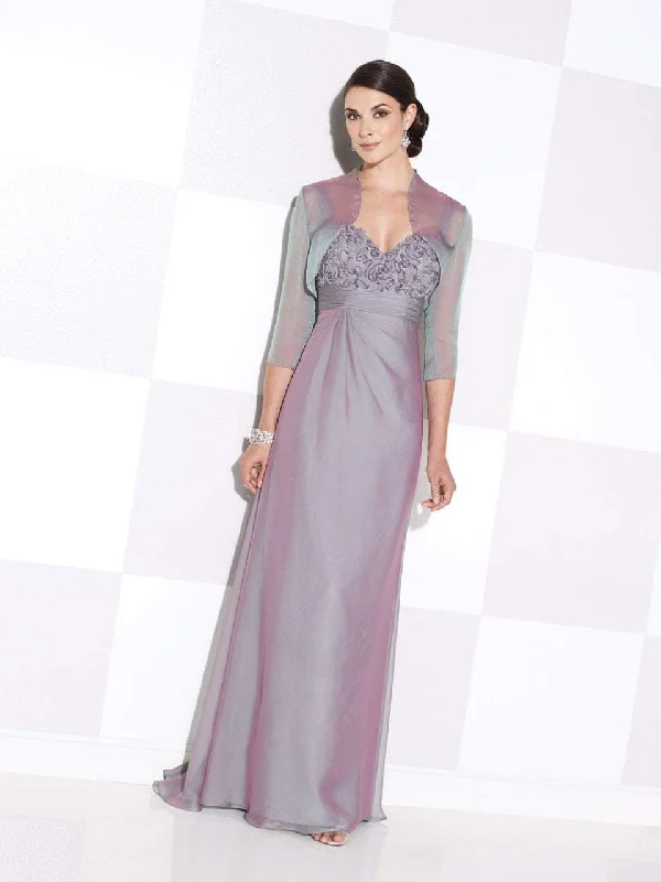 Silk dresses for womenCameron Blake by Mon Cheri - Ribbonwork Long Gown with Bolero 115618