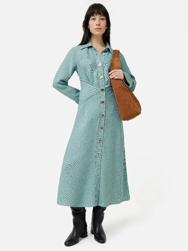 Vintage-inspired dresses for retro fashion loversTextured Midi Shirt Dress | Blue