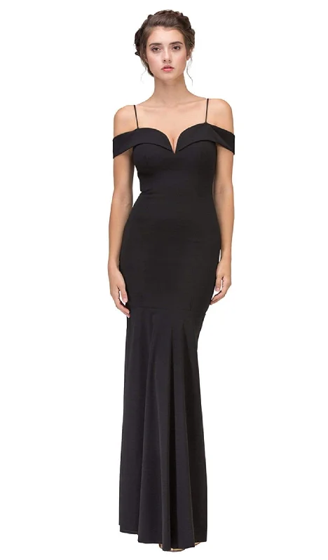 Godet dresses for womenEureka Fashion - Off-Shoulder Notched Foldover Sheath Evening Gown