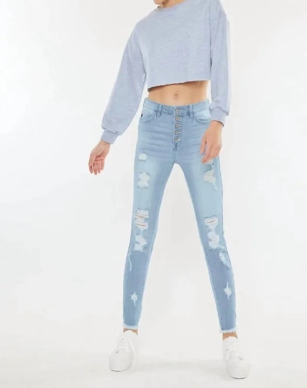 Jeans with a classic straight leg and fitted waist for a flattering silhouetteLola High Rise Super Skinny Jeans In Light Stone Wash