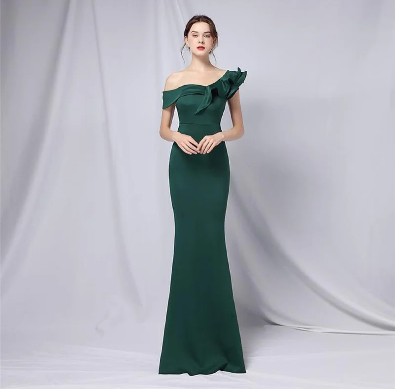 Bridesmaid dresses for womenSingle Ruffle Shoulder Maxi Dress