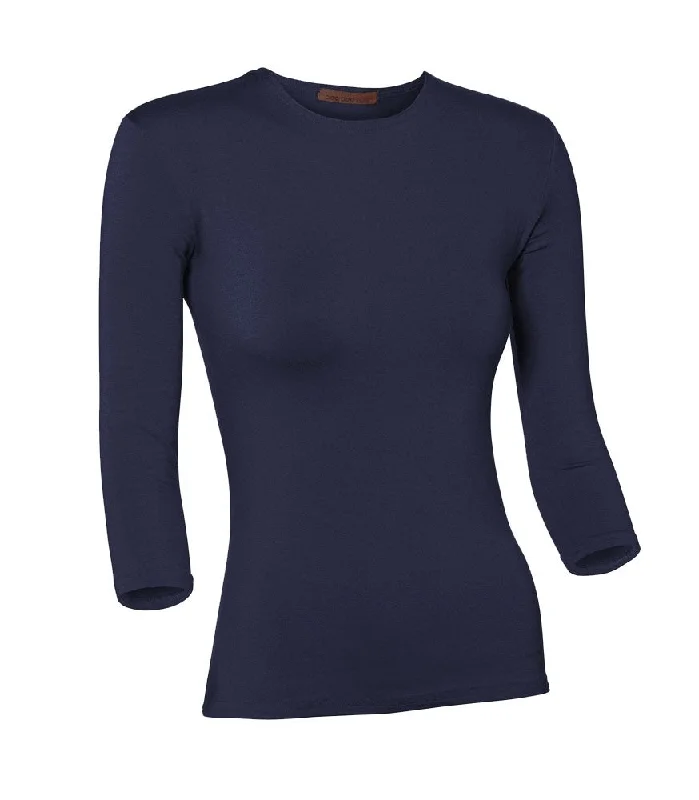 seamless lingerie with lace trim on the waistPB&J Ladies Modal 3/4 Sleeve Shell - Navy