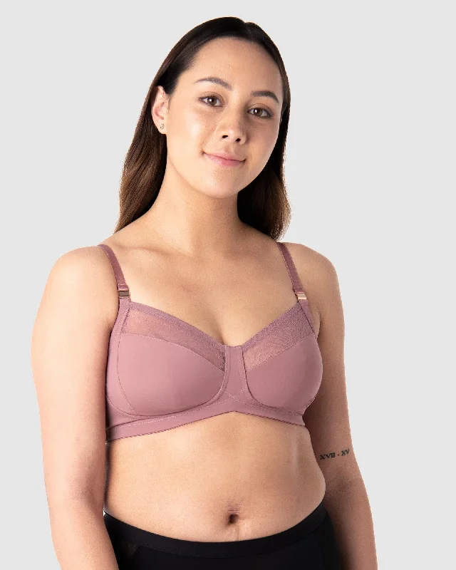 seamless lingerie with lace trim on the waistLUNAR ECLIPSE ANTIQUE ROSE NURSING BRA - WIREFREE