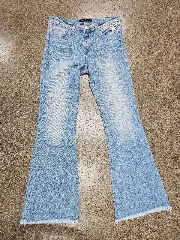 Jeans with contrast pockets and back patchesJeans Flared By Flying Monkey In Blue Denim, Size:6