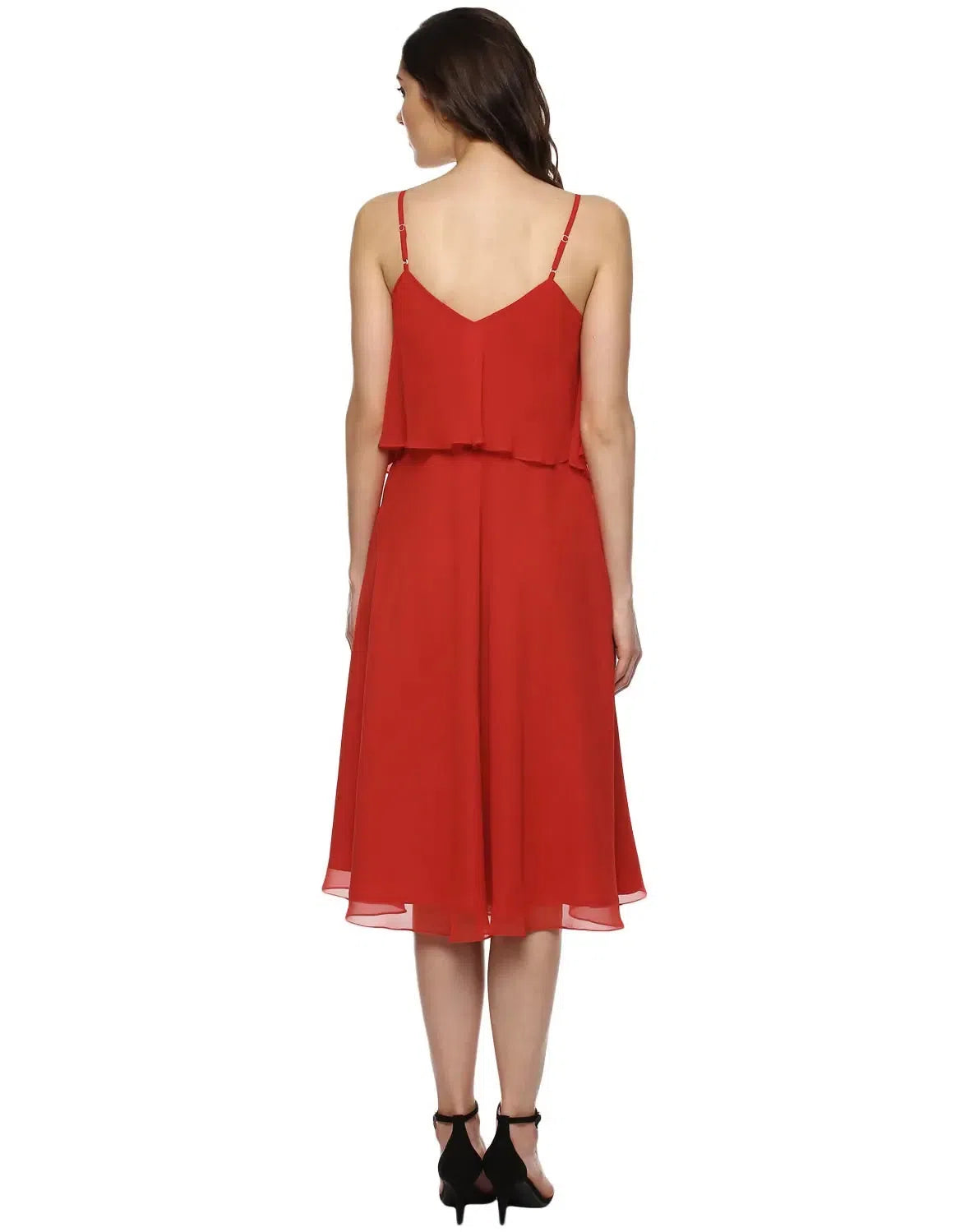 Off-the-shoulder dresses for womenFlare yoke midid dress in Red