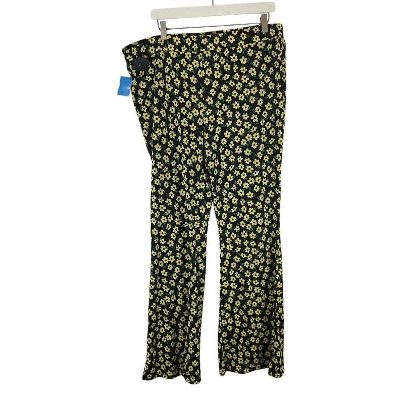 Warm women's trousers for winterPants Lounge By Shein In Black & Yellow, Size: 3x