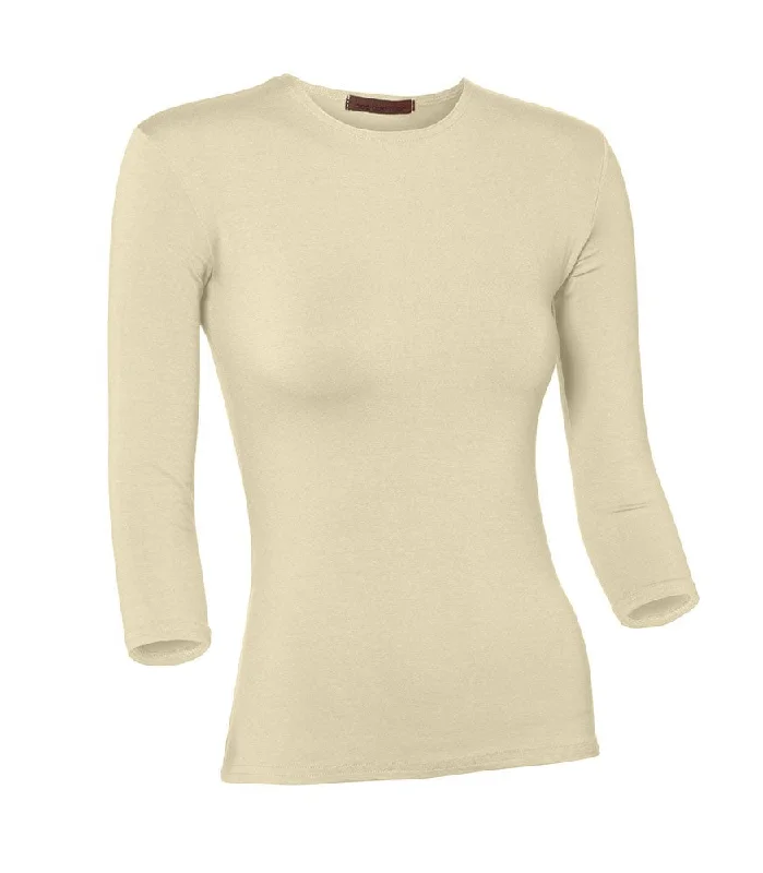 seamless lingerie with lace edges on the pantiesPB&J Ladies Modal 3/4 Sleeve Shell - Cream