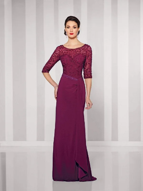 Long flowy dresses for womenCameron Blake by Mon Cheri - Beaded Lace High Slit Dress 216695