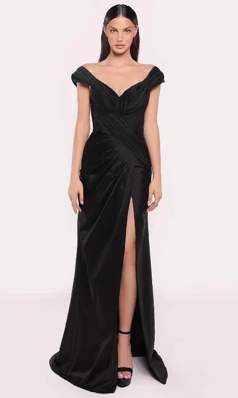 Flowy dresses for womenTarik Ediz 98721 - Textured V-Neck Evening Dress