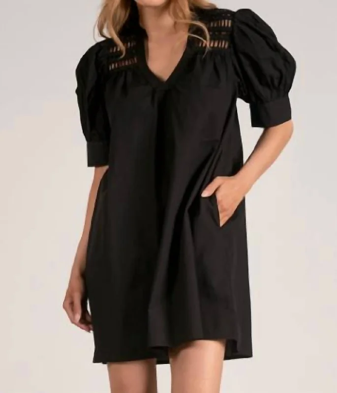 Lace dresses for womenPuff Sleeve Mini Dress In Black