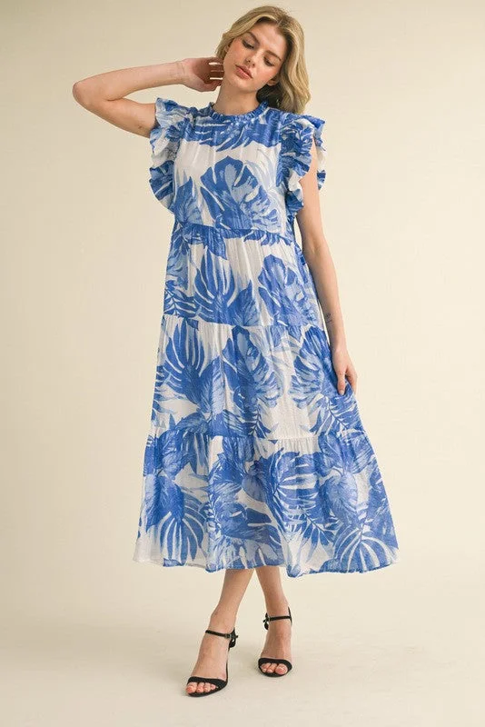 Wrap dresses for womenTropical Leaf Tiered Layer Midi Dress