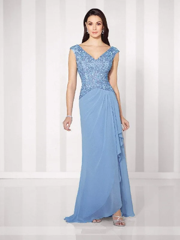 Mother-of-the-bride dressesCameron Blake by Mon Cheri - Cap Sleeve Cascading Drape Dress 216686