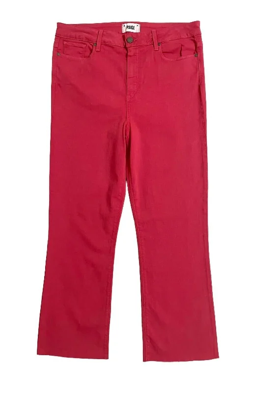 Jeans with reinforced stitching at the stress pointsWomen's Relaxed Rory High Rise Straight Leg Red Raw Hem Crop Jeans