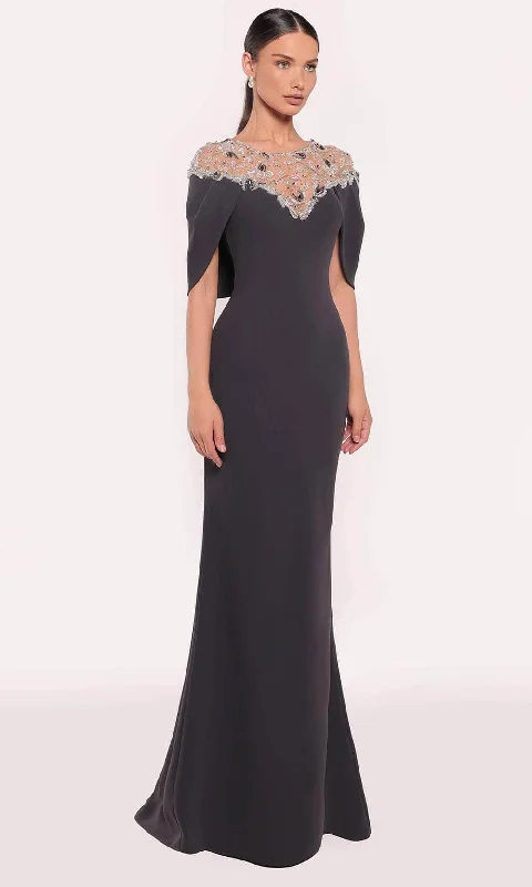 Velvet dresses for winterTarik Ediz 98805 - Draped Shoulder Long Gown