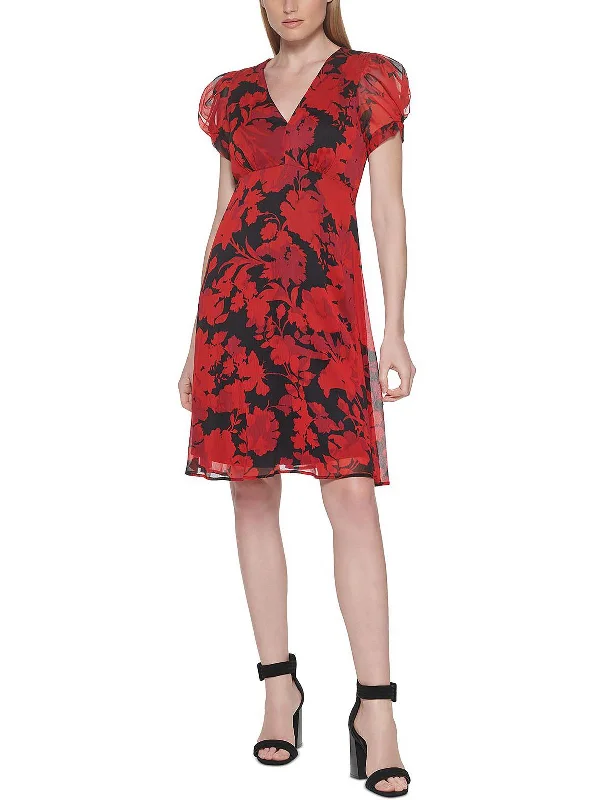 A-line dresses for womenPlus Womens Floral Print Evening Wear Mini Dress