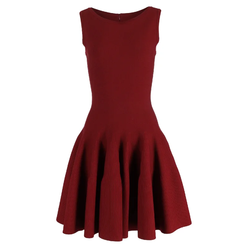 Sweetheart neckline dresses for womenAlaïa Bateau Neckline Mini Dress in Red Wool