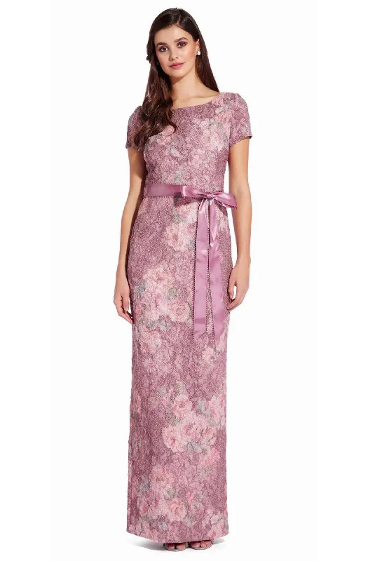 Summer dresses for hot weatherAdrianna Papell - Satin Tie Waist Metallic Jacquard Dress AP1E205696SC