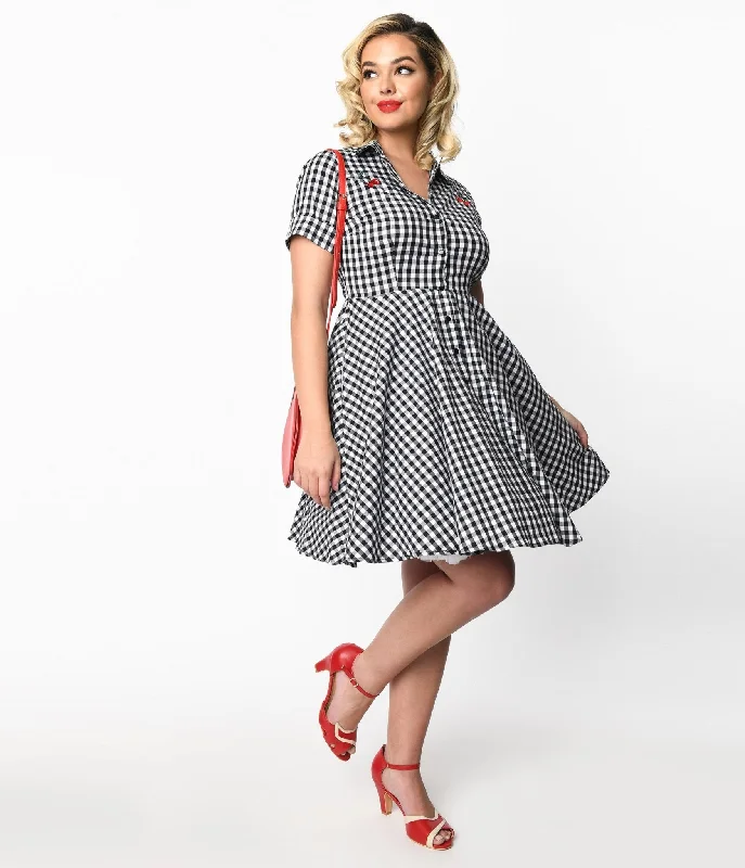 Dancewear dresses for performancesBlack & White Gingham Cherry Swing Dress