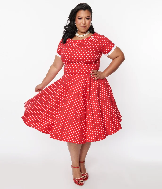 Transitional dresses for in-between seasonsDolly & Dotty Red & White Polka Dot Dolly Swing Dress