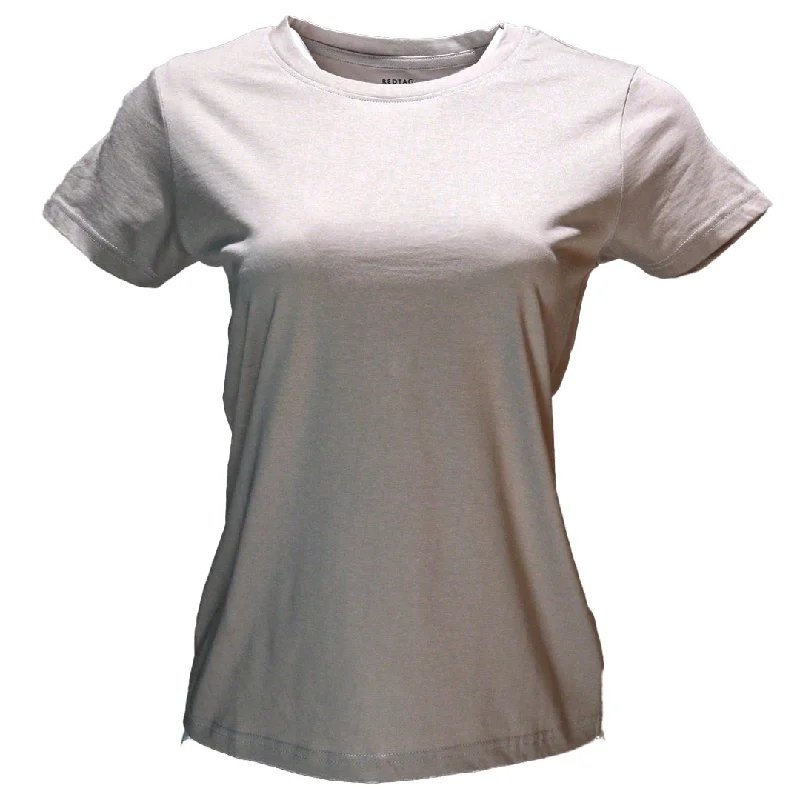 Polka dot women's topsBeige Short Sleeve Crew Neck T