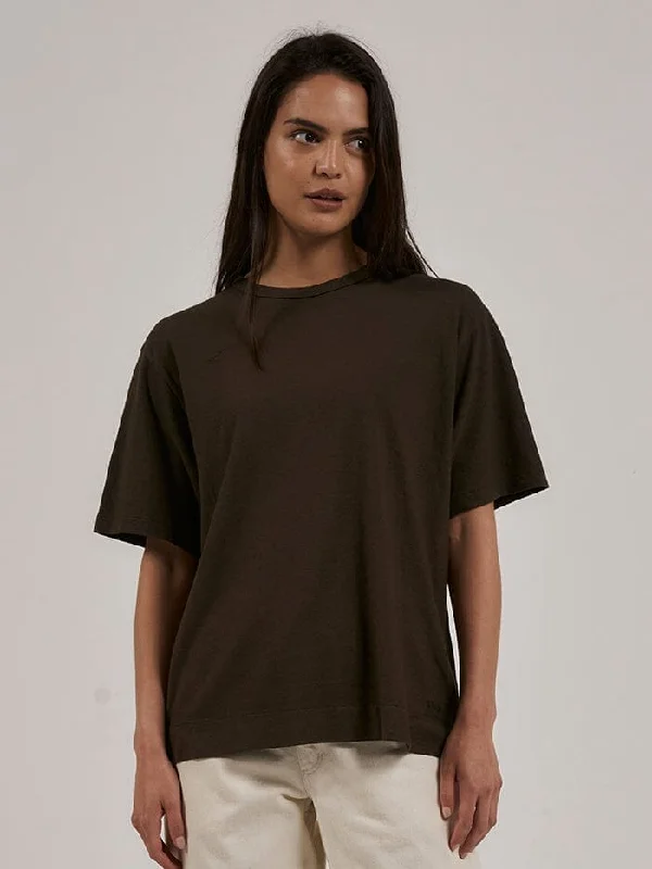 Embroidered women's topsHemp Lightweight Box Fit Tee - Tarmac