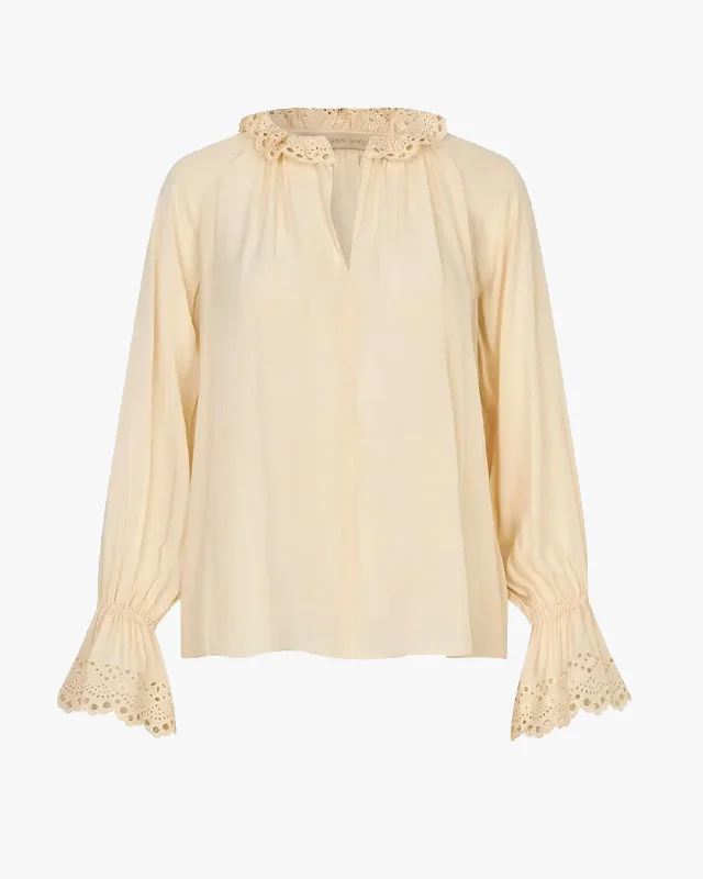 Lace-up women's topsDelio Broderie Blouse