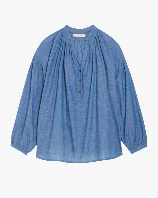 Earth-tone women's topsNipoa Chambray Blouse