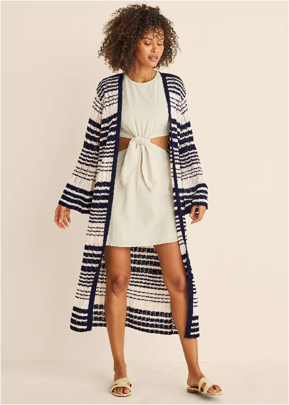 Party women's topsStripe Duster  - Navy Multi