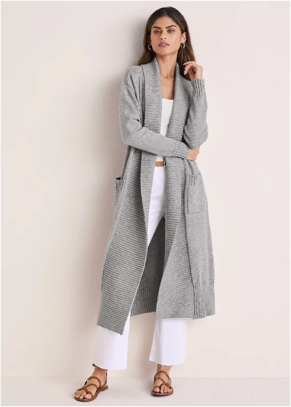 Plus-size women's topsCardigan Duster - Medium Heather Grey